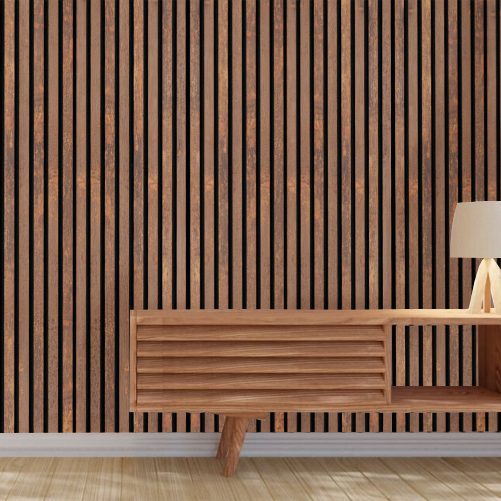 Premium Acoustic Slat Wood Panel Oxide Brown – 8ft 2 Pack – Wood